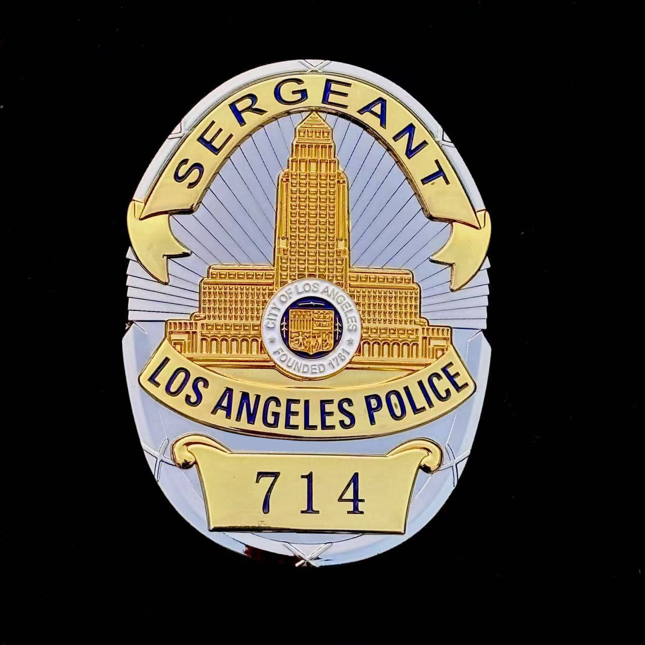 Réplique du badge 714 du sergent de police du LAPD, accessoire de film