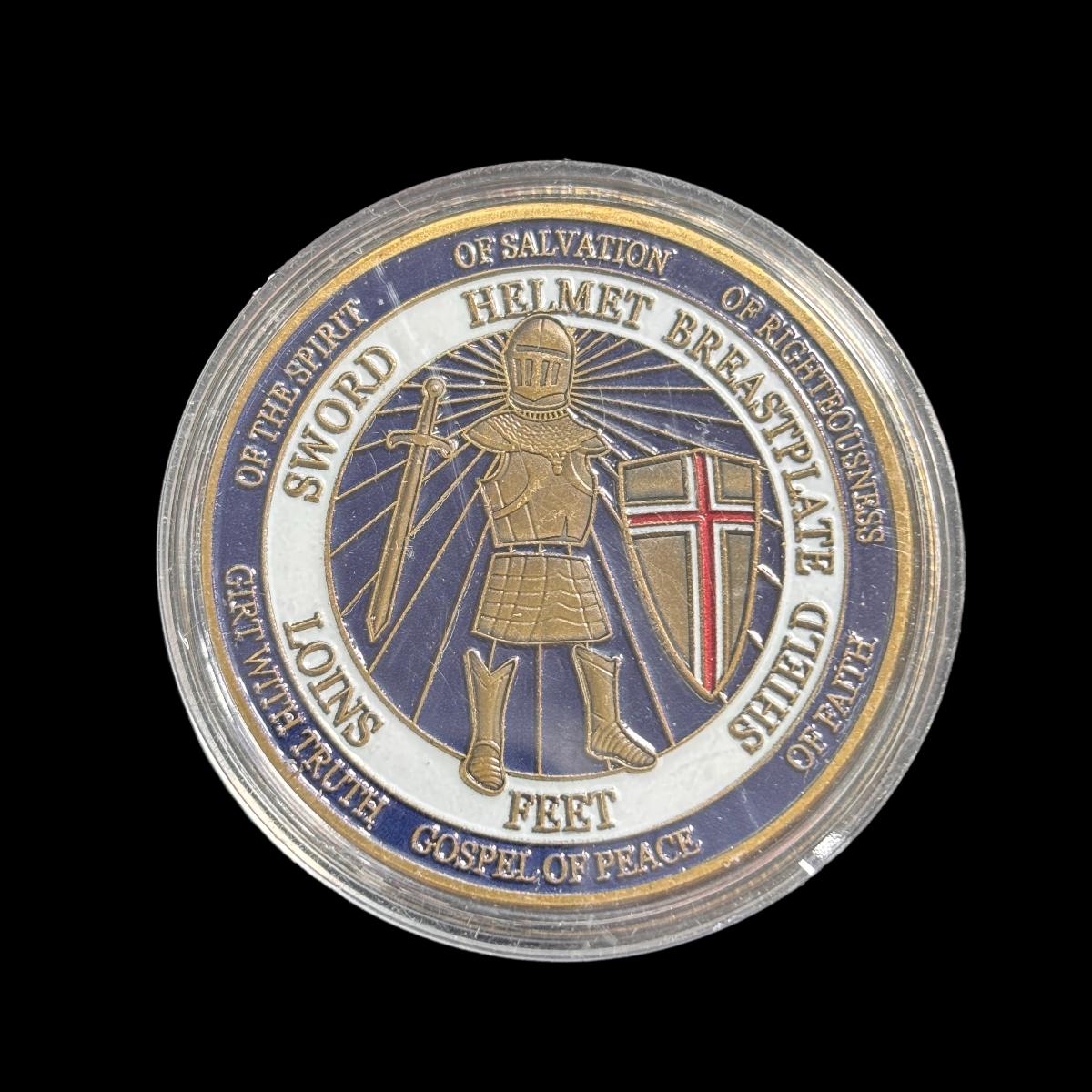 PUT ON THE FULL ARMOR OF GOD DEFEND THE FAITH Challenge Coin
