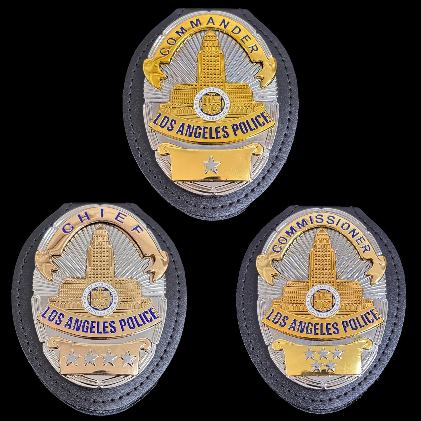 Lot de 3 répliques d'insignes de police du LAPD de Los Angeles