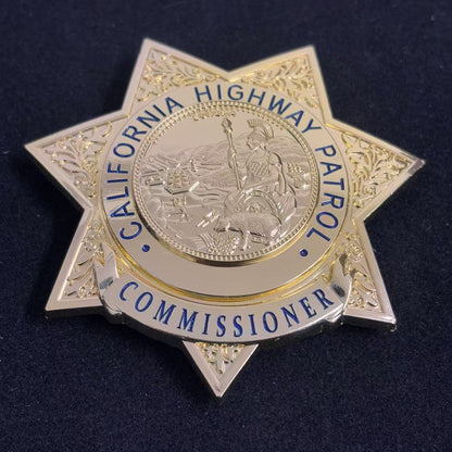 US CHP Commissioner Highway Patrol Abzeichen Replik Film Requisiten anpassbare Nummer 