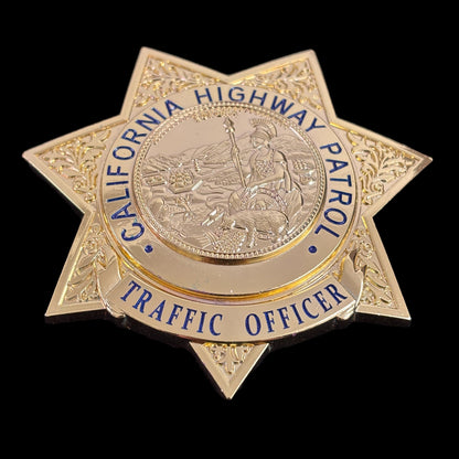 US-Verkehrsbeamter CHP Highway Patrol Abzeichen Replik Film Requisiten anpassbare Nummer 