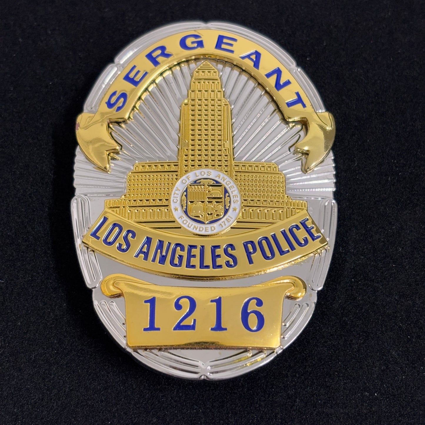 LAPD Police Sergeant Los Angeles Police BADGE 1216 Replica Movie Props