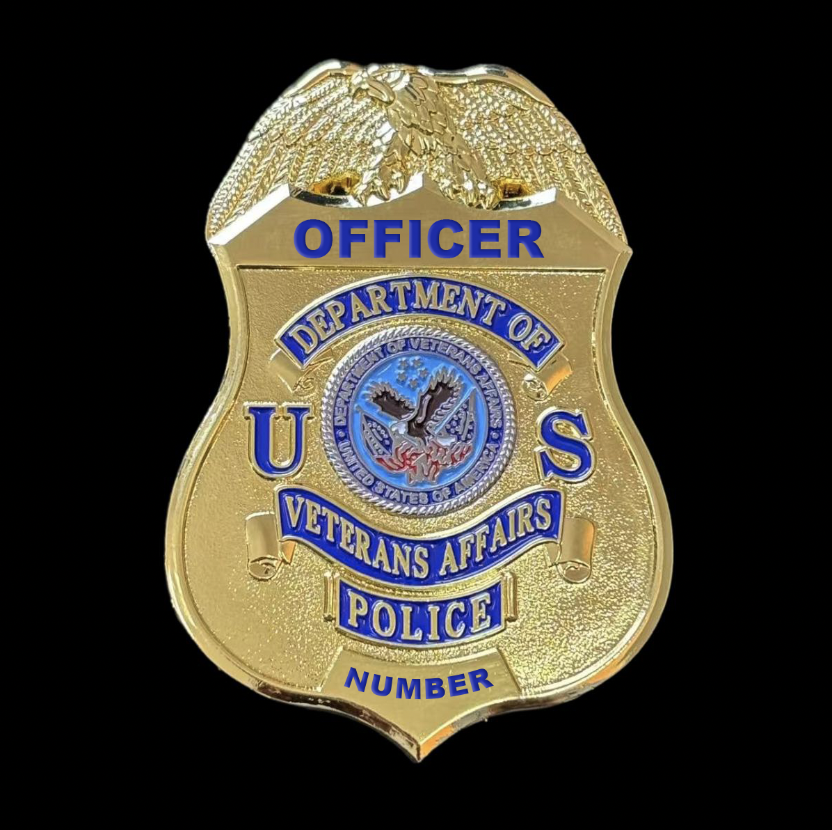 US Department Of Veterans Affair Police Officer Badge Replica Movie Props Customizable number