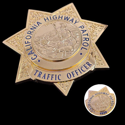 US-Verkehrsbeamter CHP Highway Patrol Abzeichen Replik Film Requisiten anpassbare Nummer 