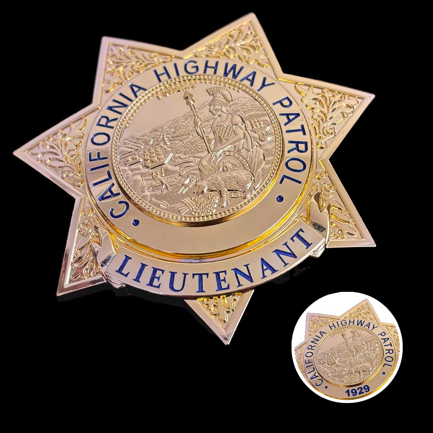 US CHP Lieutenant highway patrol Badge Replica Movie Props Customizable Number