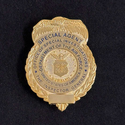 Réplique de l'insigne d'agent spécial du Bureau des enquêtes spéciales de l'armée de l'air américaine AFOSI/OSI, accessoire de film