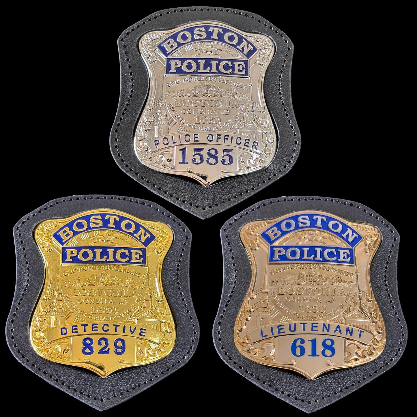 3 Boston Police Badge set Replica Movie Props