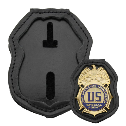 Premium Leather Badge Holder with Inset Design for US Federal Police Badges