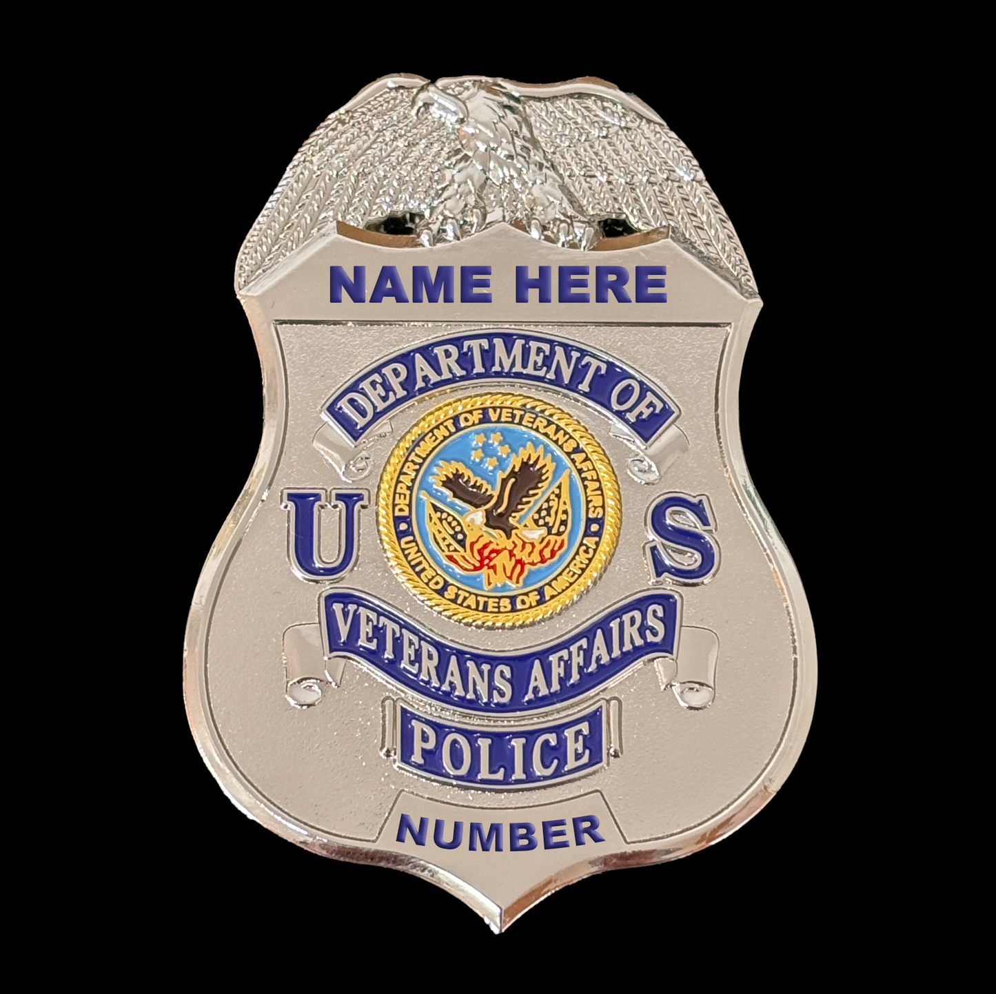 US Department Of Veterans Affair Police Badge Replica Movie Props Customizable Number & Name