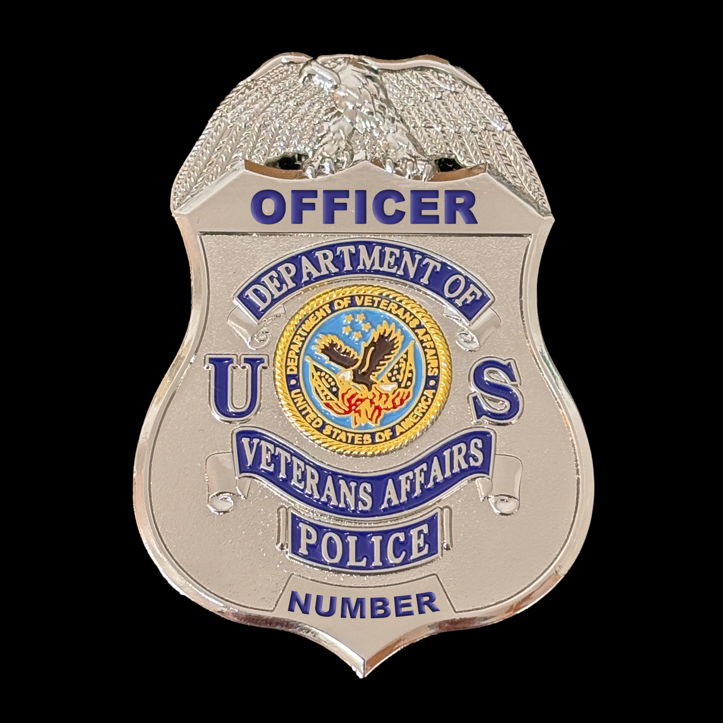 US Department of Veterans Affair Polizeiabzeichen Replik Filmrequisiten Personalisierbare Nummer und Name 