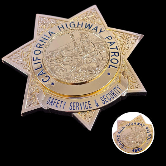 US CHP SAFETY SERVICE &amp; SECURITY California Highway Patrol Abzeichen Replik Film Requisiten anpassbare Nummer 