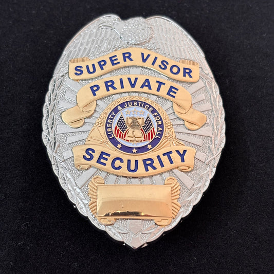 Liberty & Justice For All Supervisor Private Security Badge Replica Movie Props Customizable number