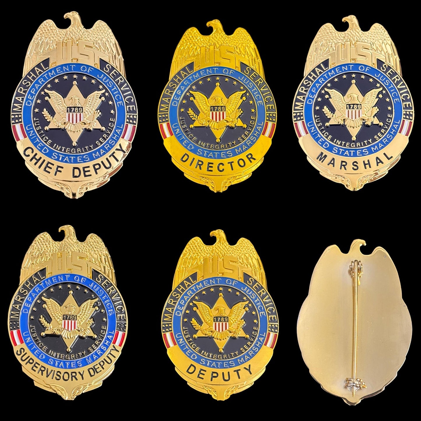 USMS US Marshal Service Badge Set Replika Filmrequisiten 