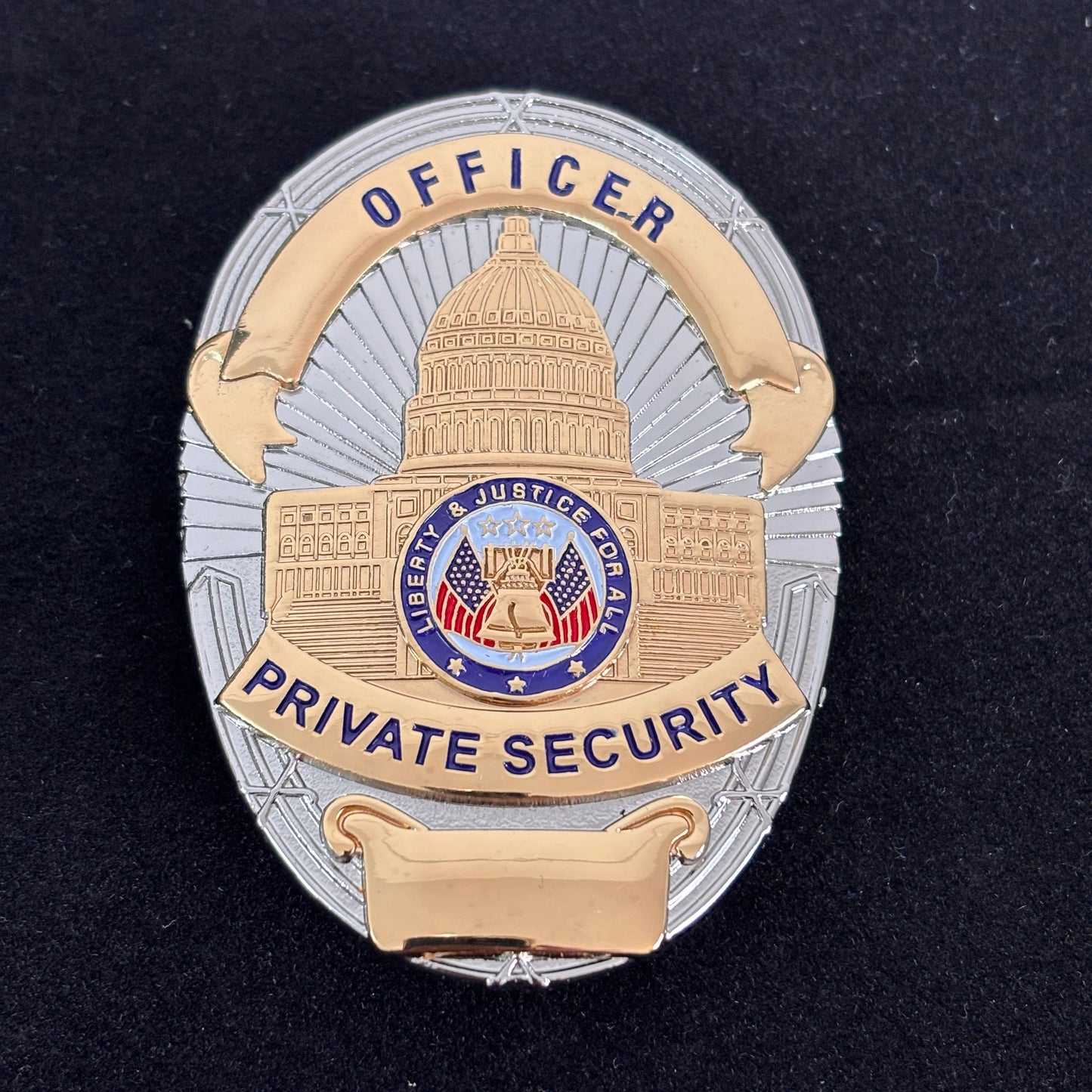 Liberty &amp; Justice For All Officer Private Security Badge Replik Filmrequisiten Personalisierbare Nummer 