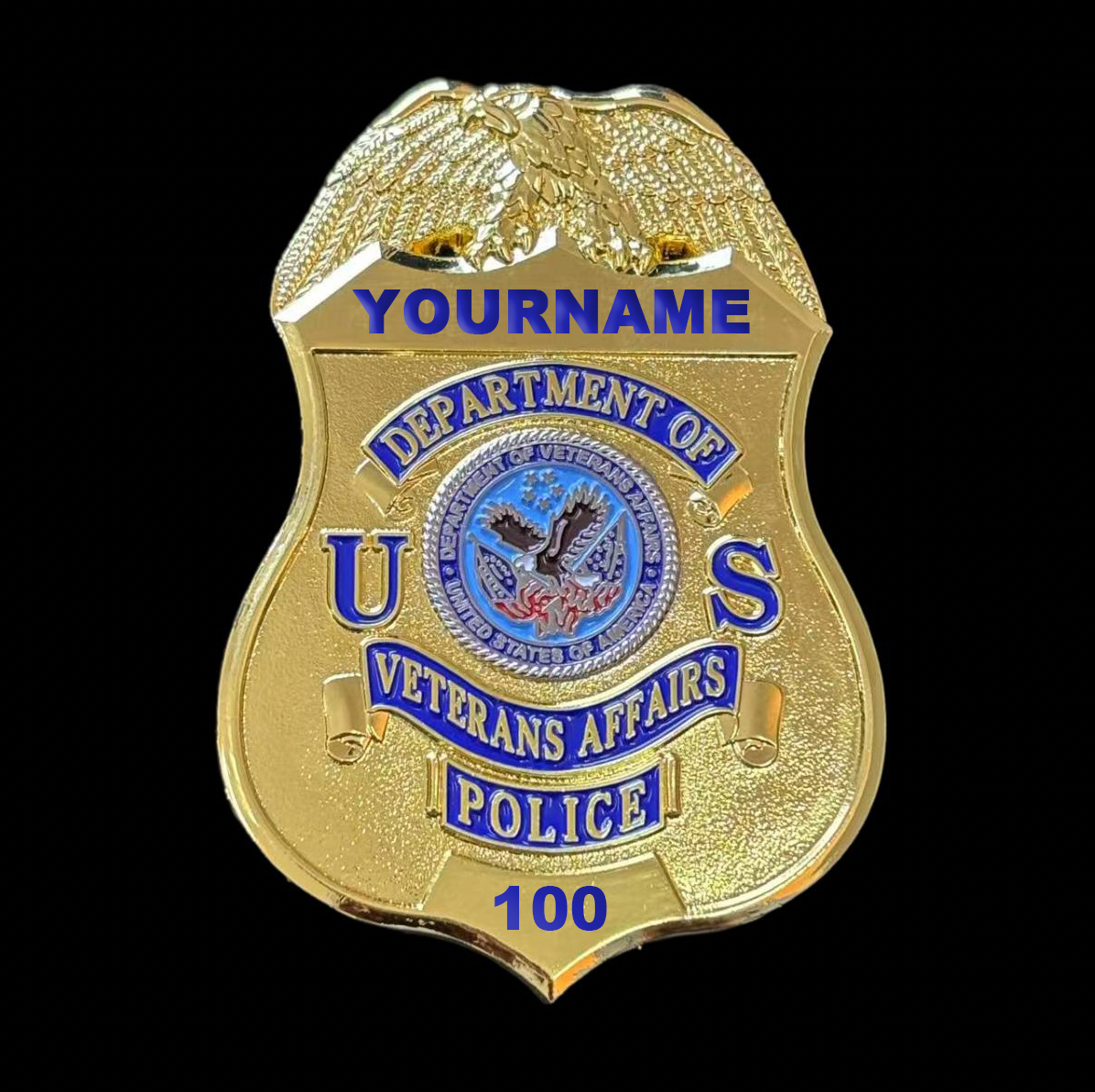 US Department of Veterans Affair Polizeiabzeichen Replik Filmrequisiten Personalisierbare Nummer und Name 