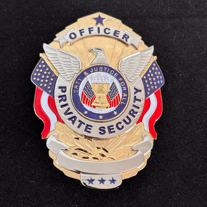 Liberty & Justice For All Officer Private Security Badge With Star Replica Movie Props