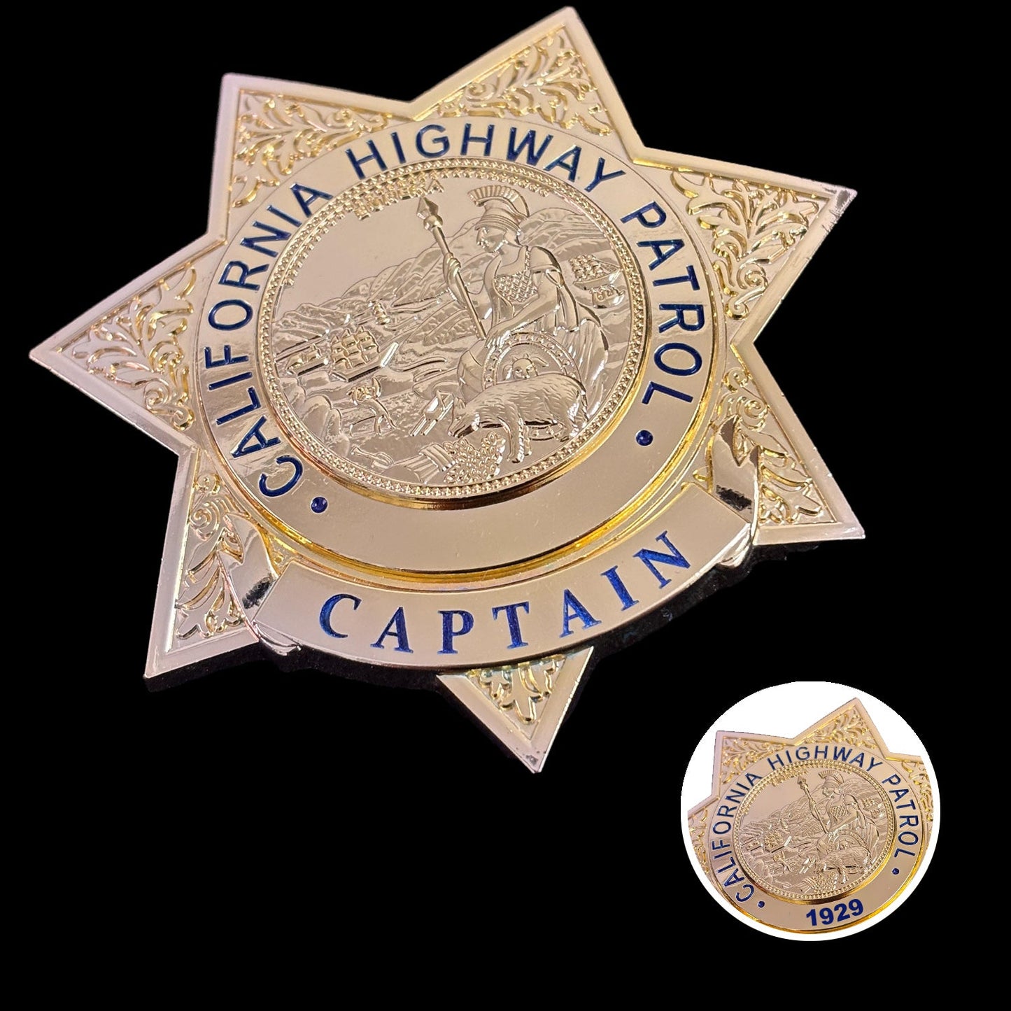 US CHP CAPTAIN California Highway Patrol Abzeichen Replik Film Requisiten anpassbare Nummer 