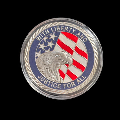 WITH LIBERTY AND JUSTICE FOR ALL UNITED WE STAND SEP. 11 2001 Challenge Coin