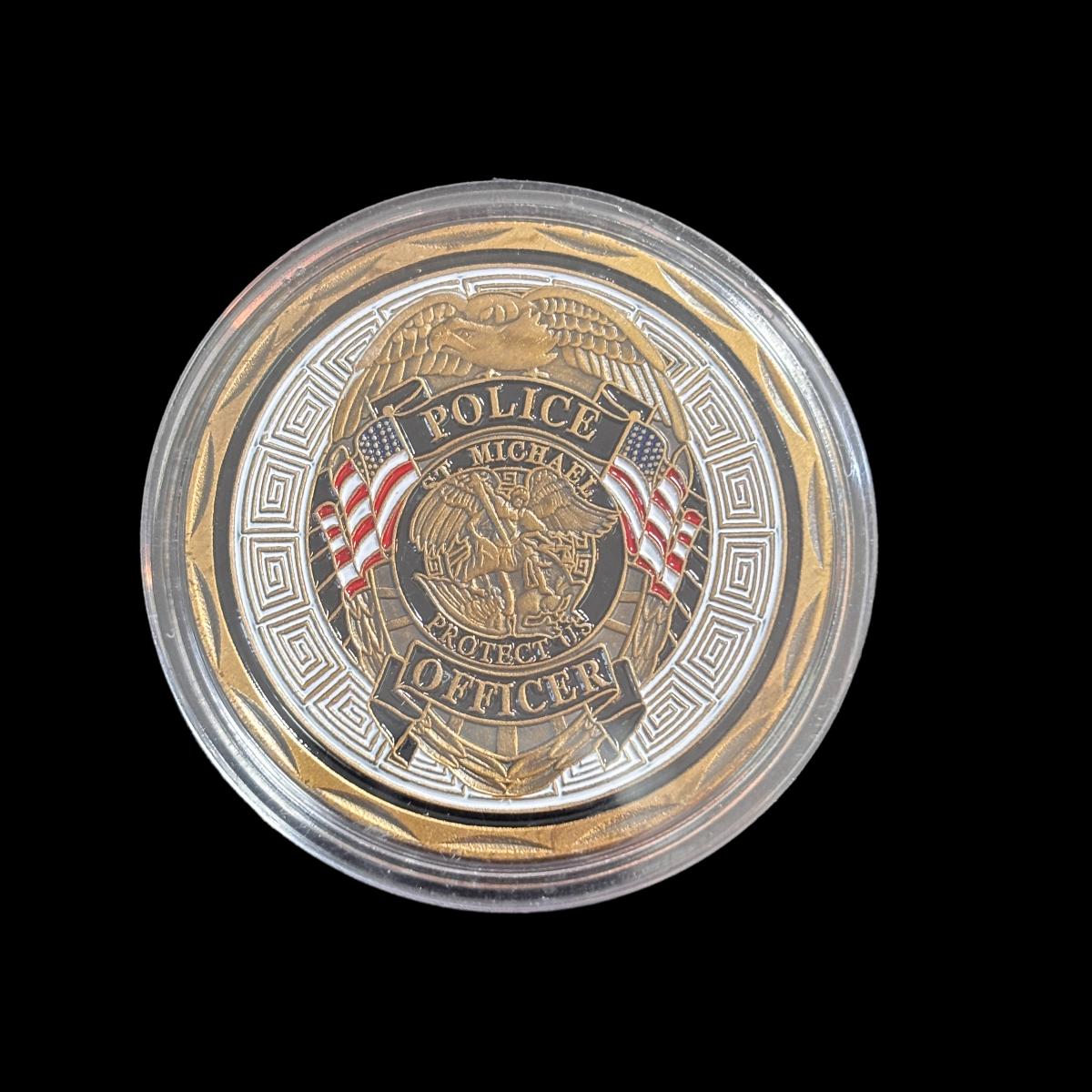 ST. MICHAEL PROTECT US OFFICER POLICE Challenge Coin