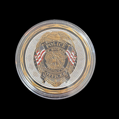 ST. MICHAEL PROTECT US OFFICER POLICE Challenge Coin