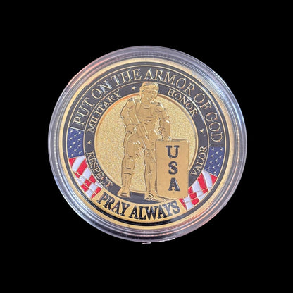 PUT NO THE ARMOR OF GOD PRAY ALWAYs Challenge Coin