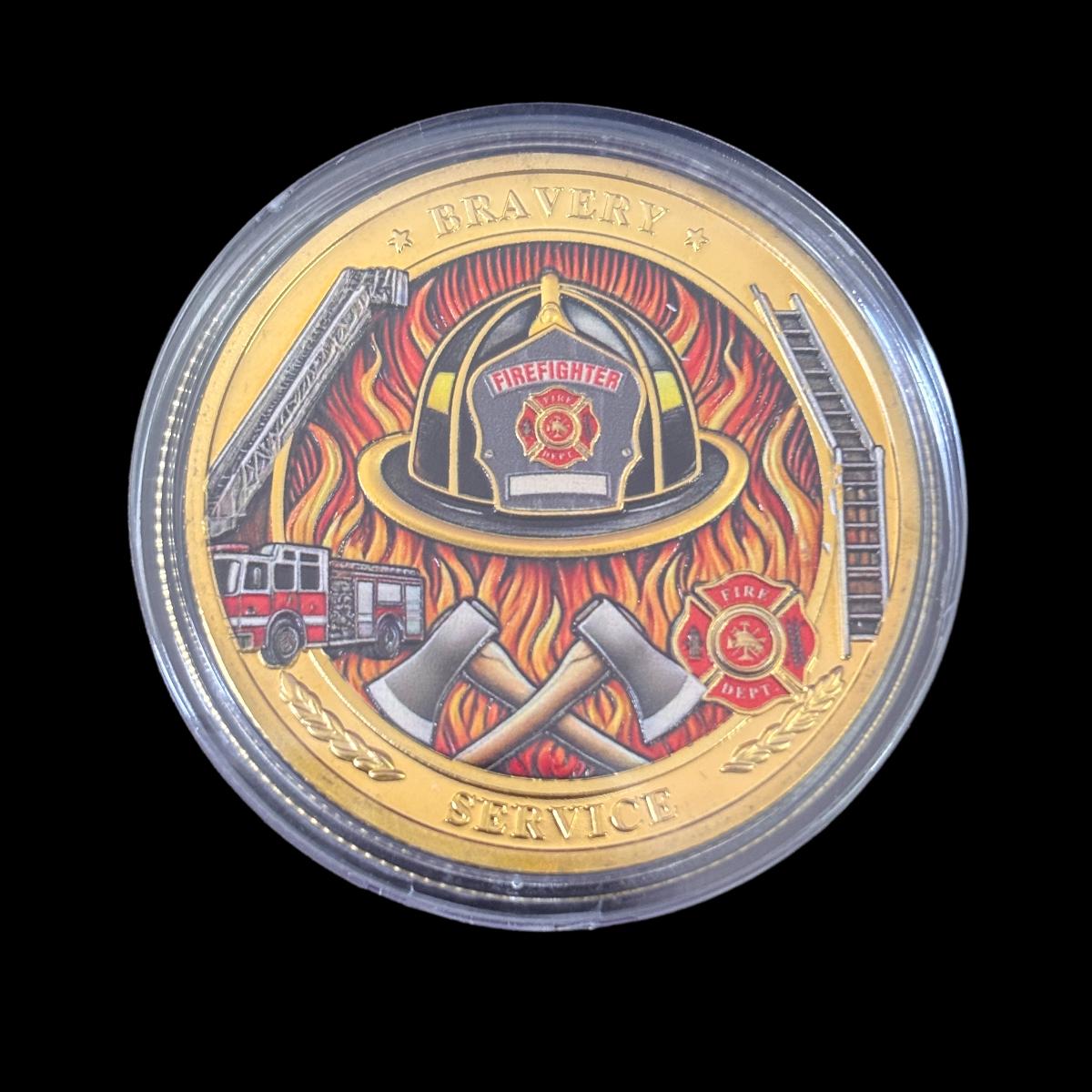 BRAVERY SERVICE FIREFIGHTER Challenge Coin