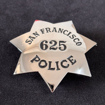 SFPD San Francisco Police Officer Badge Replica Movie Props Number 625