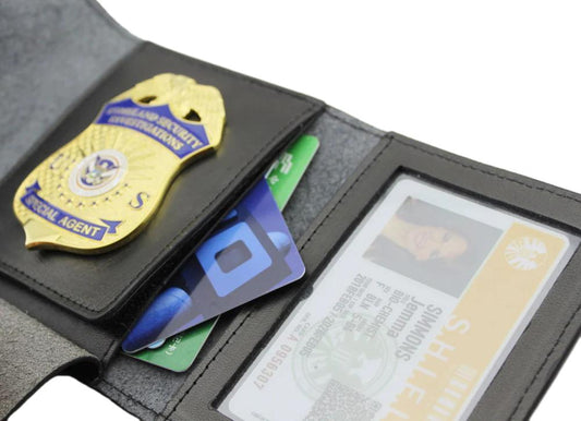 Genuine Leather Holder/ Holster/ Wallet For Multi-size Police Badges & ID Card