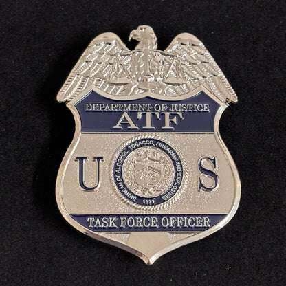 Réplique d'un insigne d'officier de la force opérationnelle ATF TFO des États-Unis : accessoire de cinéma de haute qualité 