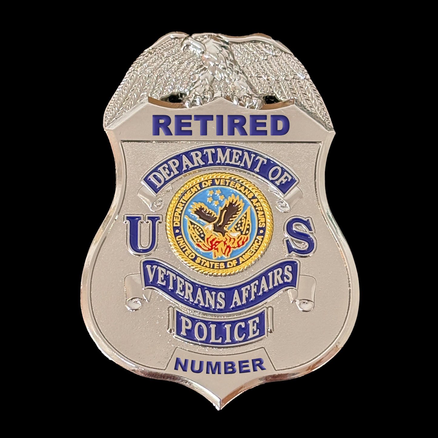 US Department of Veterans Affair Polizeiabzeichen Replik Filmrequisiten Personalisierbare Nummer und Name 