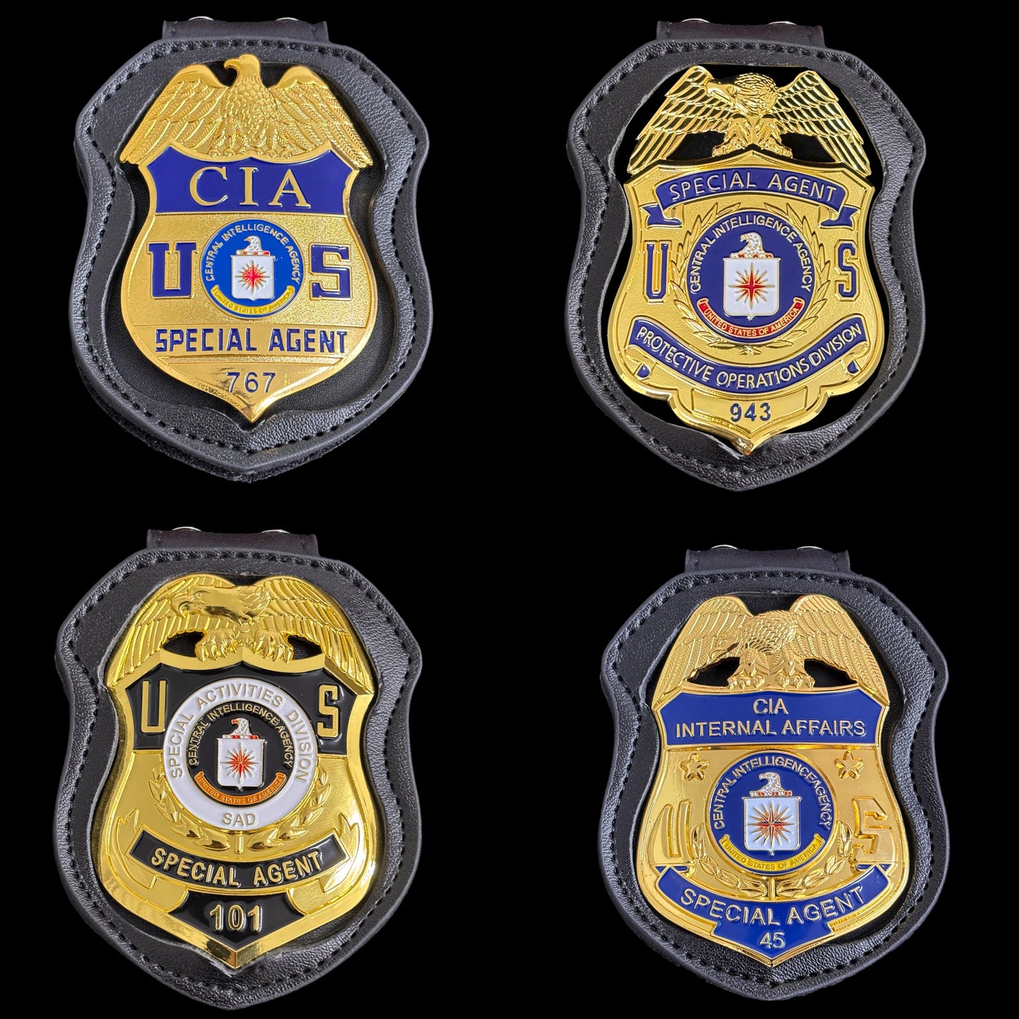 4 CIA Police Badge Set Replica Movie Props