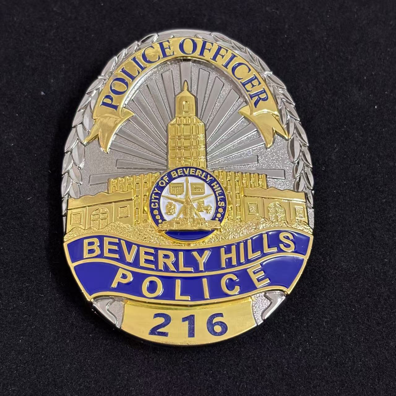 Réplique de l'insigne de détective de la police américaine de Beverly Hills avec le numéro 216, accessoire de cinéma 