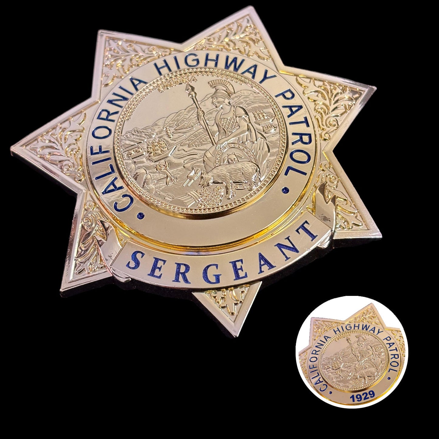 US CHP Sergeant Highway Patrol Abzeichen Replik Film Requisiten anpassbare Nummer 